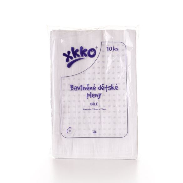 Dětské pleny XKKO Classic 70x70 - Bílé, 10 ks